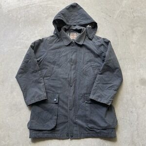 Burberry Field Jacket Gray‎ Nova Check Lined Detachable Hooded Size M/L Utility
